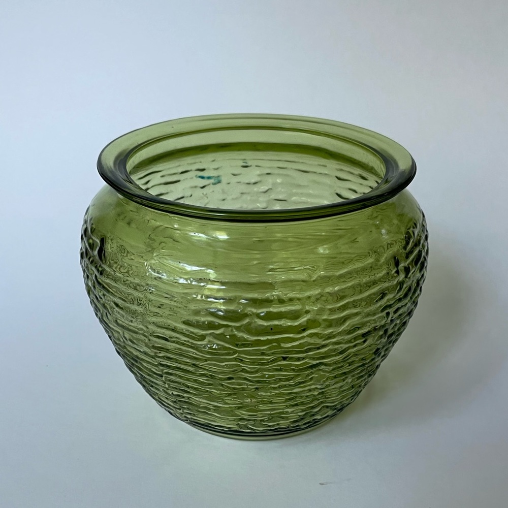 VTG National Potteries Cleveland Glass Division Vintage Beehive Green Glass Vase